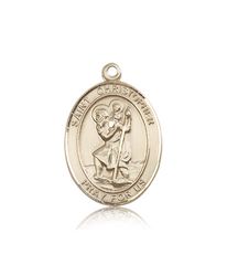 14kt Gold St. Christopher Patron Saint Medal - Large" itemprop="image