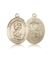 14kt Gold St. Christopher Patron Saint Medal - Large" itemprop="image