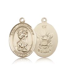 14kt Gold St. Christopher Patron Saint Medal - Large" itemprop="image