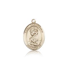 14kt Gold St. Christopher Patron Saint Medal - Medium" itemprop="image