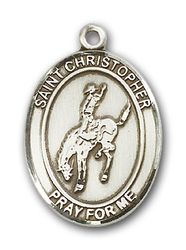 14kt Gold St. Christopher / Rodeo Patron Saint Medal - Large" itemprop="image