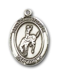 14kt Gold St. Christopher / Rodeo Patron Saint Medal - Medium" itemprop="image