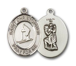 14kt Gold St. Christopher / Skiing Patron Saint Medal - Medium" itemprop="image