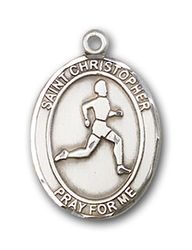 14kt Gold St. Christopher/Track & Field Patron Saint Medal - Small" itemprop="image