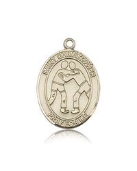 14kt Gold St. Christopher/Wrestling Patron Saint Medal - Large" itemprop="image