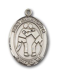 14kt Gold St. Christopher/Wrestling Patron Saint Medal - Small" itemprop="image