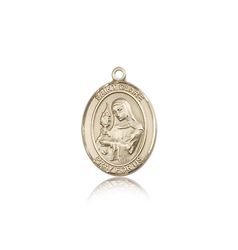 14kt Gold St. Clare of Assisi Patron Saint Medal - Medium" itemprop="image