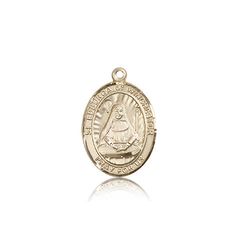 14kt Gold St. Edburga of Winchester Patron Saint Medal - Medium" itemprop="image