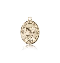 14kt Gold St. Elizabeth Ann Seton Patron Saint Medal - Medium" itemprop="image