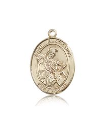 14kt Gold St. Eustachius Patron Saint Medal - Large" itemprop="image