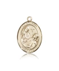 14kt Gold St. Fina Patron Saint Medal - Large" itemprop="image