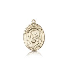 14kt Gold St. Francis De Sales Patron Saint Medal - Medium" itemprop="image