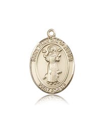 14kt Gold St. Francis of Assisi Patron Saint Medal - Large" itemprop="image