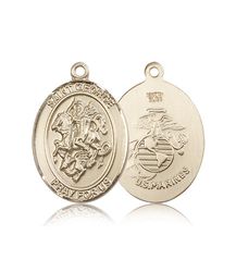 14kt Gold St. George Patron Saint Medal - Large" itemprop="image