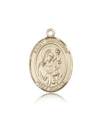 14kt Gold St. Gertrude of Nivelles Patron Saint Medal - Large" itemprop="image