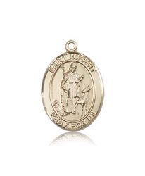 14kt Gold St. Hubert of Liege Patron Saint Medal - Large" itemprop="image