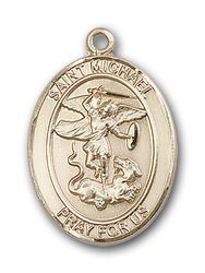 14kt Gold St. Michael / Emt Patron Saint Medal - Large" itemprop="image