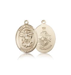 14kt Gold St. Michael / Marines Patron Saint Medal - Medium" itemprop="image