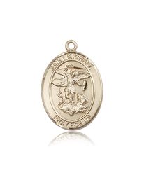 14kt Gold St. Michael the Archangel Patron Saint Medal - Large" itemprop="image