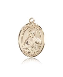 14kt Gold St. Pius X Patron Saint Medal - Large" itemprop="image