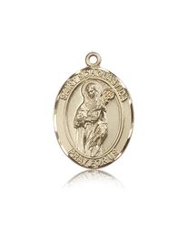 14kt Gold St. Scholastica Patron Saint Medal - Large" itemprop="image