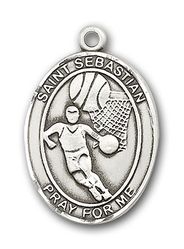 14kt Gold St. Sebastian / Basketball Patron Saint Medal - Large" itemprop="image