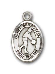 14kt Gold St. Sebastian/Basketball Patron Saint Medal - Small" itemprop="image