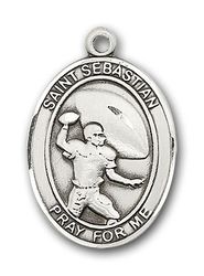 14kt Gold St. Sebastian / Football Patron Saint Medal - Large" itemprop="image