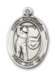 14kt Gold St. Sebastian / Golf Patron Saint Medal - Large" itemprop="image