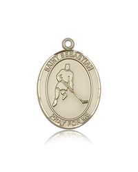 14kt Gold St. Sebastian/Ice Hockey Patron Saint Medal - Large" itemprop="image