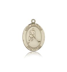 14kt Gold St. Sebastian/Ice Hockey Patron Saint Medal - Medium" itemprop="image