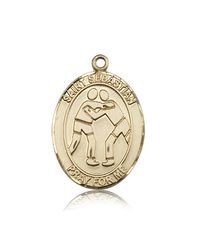 14kt Gold St. Sebastian Patron Saint Medal - Large" itemprop="image