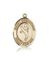 14kt Gold St. Sebastian Patron Saint Medal - Large" itemprop="image