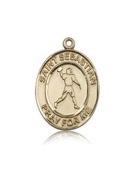 14kt Gold St. Sebastian Patron Saint Medal - Large" itemprop="image