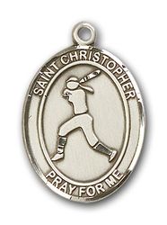 14kt Gold St. Sebastian / Softball Patron Saint Medal - Large" itemprop="image