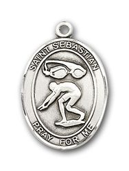 14kt Gold St. Sebastian / Swimming Patron Saint Medal - Medium" itemprop="image