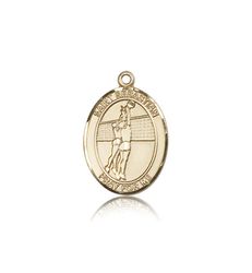 14kt Gold St. Sebastian / Volleyball Patron Saint Medal - Medium" itemprop="image