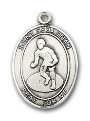 14kt Gold St. Sebastian / Wrestling Patron Saint Medal - Large" itemprop="image