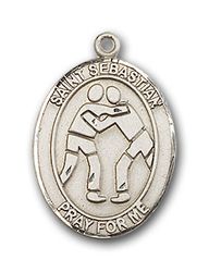 14kt Gold St. Sebastian/Wrestling Patron Saint Medal - Medium" itemprop="image