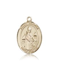 14kt Gold St. Walter of Pontnoise Patron Saint Medal - Large" itemprop="image