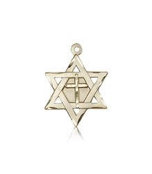 14kt Gold Star of David W/ Cross Medal" itemprop="image