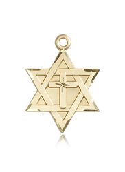 14kt Gold Star of David W/ Cross Medal" itemprop="image