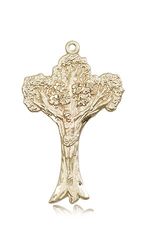 14kt Gold Tree of Life Crucifix Medal" itemprop="image