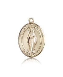 14kt Gold Virgin of the Globe Patron Saint Medal - Large" itemprop="image