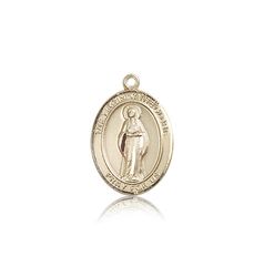 14kt Gold Virgin of the Globe Patron Saint Medal - Medium" itemprop="image