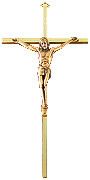 24kt. Gold Plated Brass Cross With Antique Bronze Plated Fine Pewter Figure (8 inch)" itemprop="image