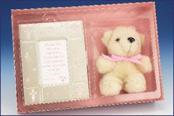 2pc Baby Girl Photo Frame with Teddy Bear Gift Set" itemprop="image