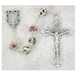 7MM White real cloisonne Rosary" itemprop="image