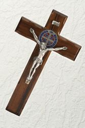 8 Inch Wood with Enamel St. Benedict Cross." itemprop="image