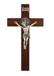 8" Walnut Saint Benedict Crucifix" itemprop="image